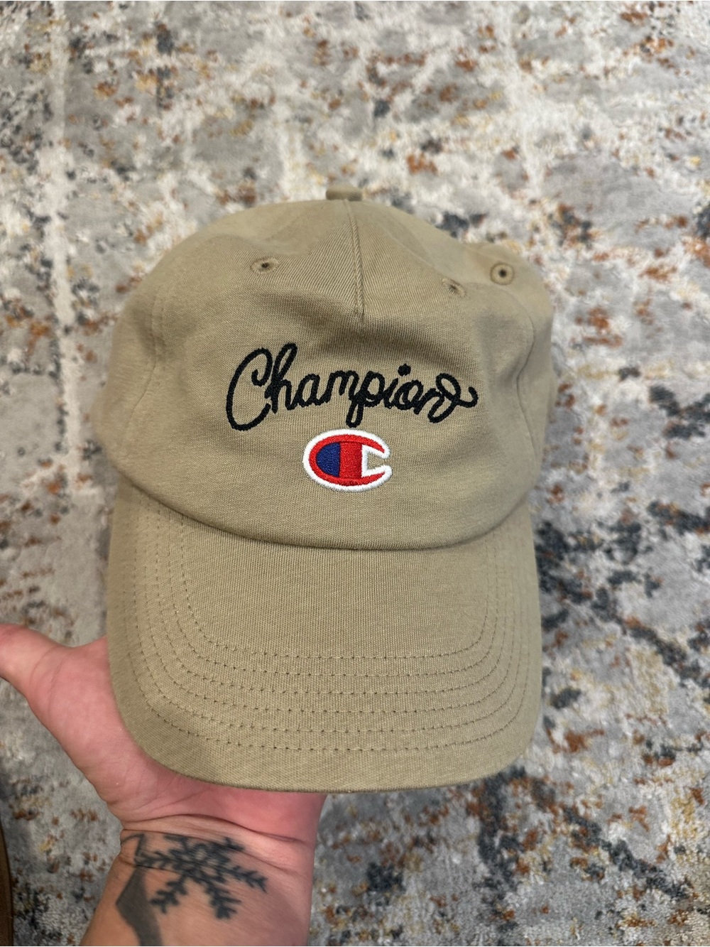 Champion Women Khaki Baseball Cap with Embroidered Logo